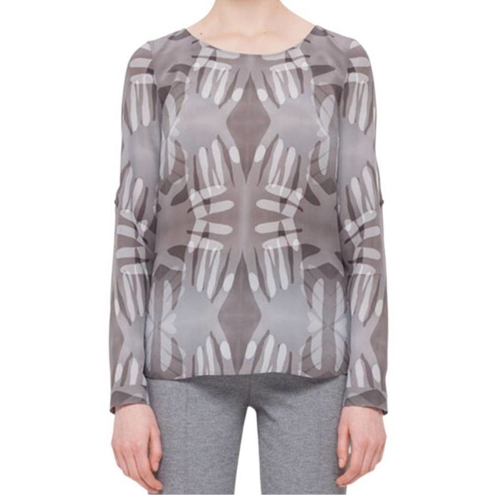 AKRIS PUNTO Hand Print Silk Blouse 6